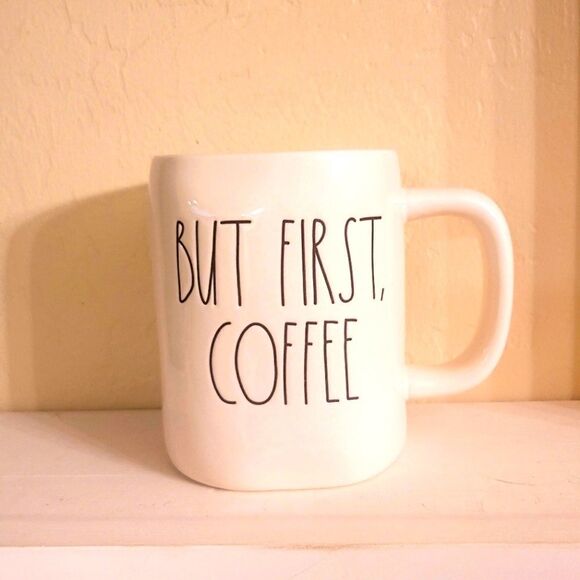 Rae Dunn  BUT FIRST COFFEE white coffee cup - Picture 12 of 12